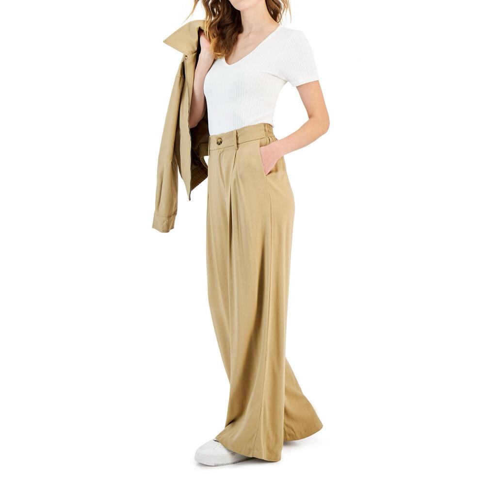 And Now‎ This Wide Leg Pleated Pants Tan Blush Pull-On Trousers Size Size Medium